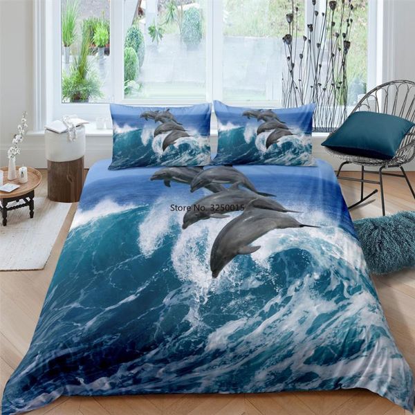

bedding sets set bedroom comforter children duver cover whale animal king size  full bed