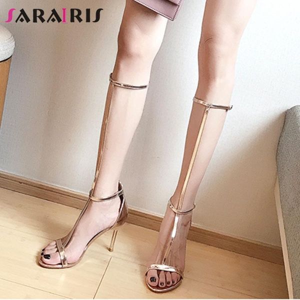 

classic female summmer sandals summer women open toe golden high heels buckle strap shoes woman, Black