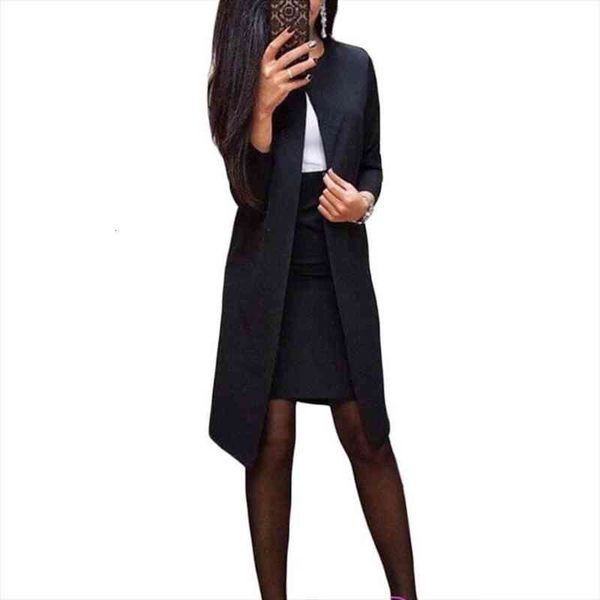 

2pcs office lady autumn solid color long blazer jacket bodycon mini skirt suit office wear women suits female sets, Gray