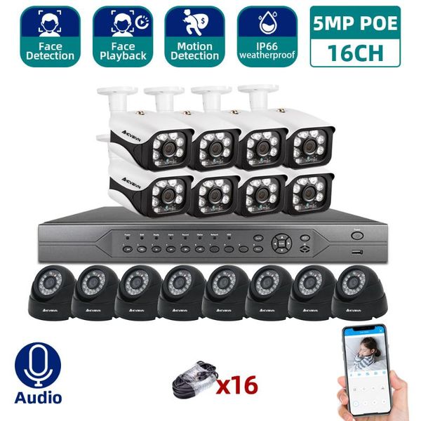

wireless camera kits h.265 16ch 5mp poe nvr cctv system outdoor ip67 weatherproof ip cameras video security set 8ch 4k