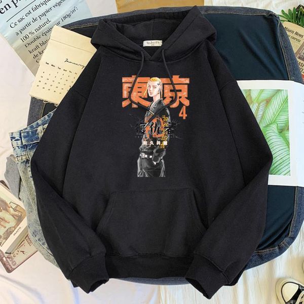 

men's hoodies & sweatshirts mens sweateranime tokyo revengers anime characters printed sudaderaman round neck hoodied fleece warm woman, Black