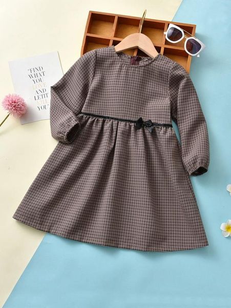 

toddler girls bow front plaid dress she01, Red;yellow