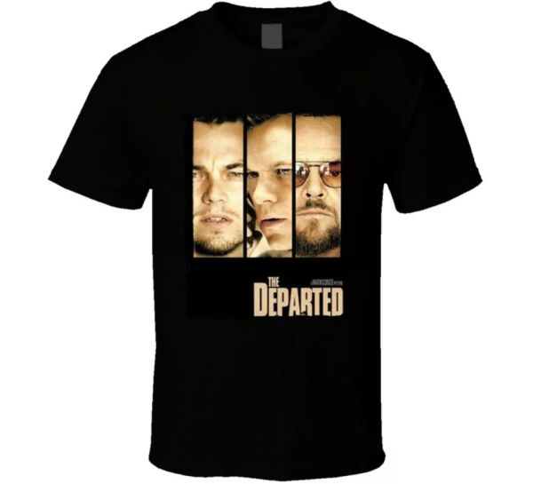 

the departed di caprio damon nicholson crime movie t shirt, White;black