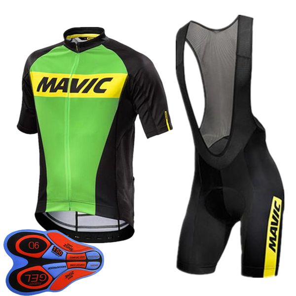 MAVIC Team Bike Cycling Pantaloncini con bretelle in maglia a manica corta Set 2021 Summer Quick Dry Mens MTB Uniforme da bicicletta Kit da corsa su strada Abbigliamento sportivo da esterno S21042922