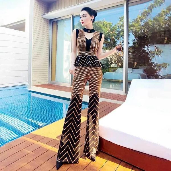 

women's two piece pants 2021 summer 2 pieces set sleeveless with flare ladies high waist slim outfit suits, White