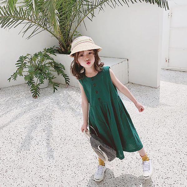 

jumpsuits girls clothes jumpsuit korean single-breasted wide-leg pants summer sleeveless children's set, Blue