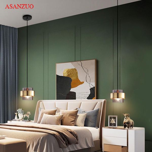 

glass pendant lamp nordic bedside bedroom dining bar small hanging lamps