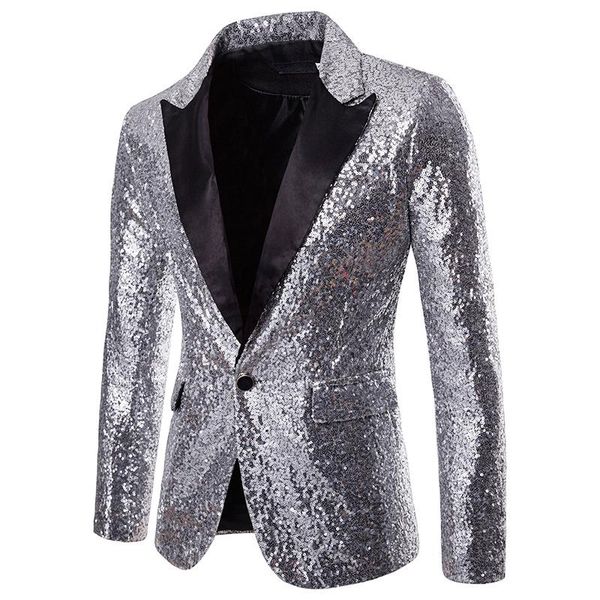 

men's suits & blazers fashion sequins blazer male slim fit red silver jacket men stage wear costumes for singers party nightclub, White;black