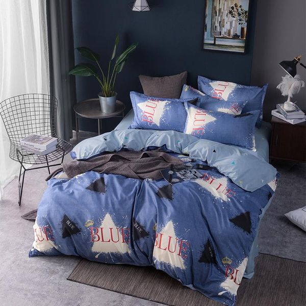 

bedding sets blue duvet cover set twin full  king size bed linen quilt flat sheet pillowcase simple bedclothes