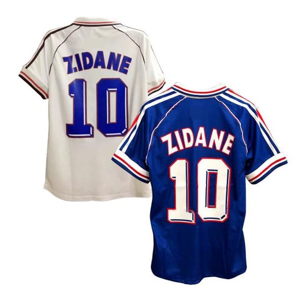 

1998 retro football soccer jerseys fans 10 zidane 12 henry blue white camisa de tiome camiseta futbol shirt in stock, Black