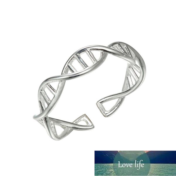 Risguardo in argento sterling 925 con struttura a doppia elica del Dna Anelli aperti per le donne Gioielli originali fatti a mano in argento sterling per ragazza