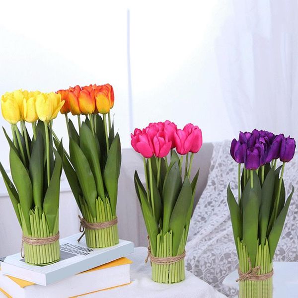 

decorative flowers & wreaths 12 artificial tulip bouquet real touch mariage for home party wedding decorations fake flower