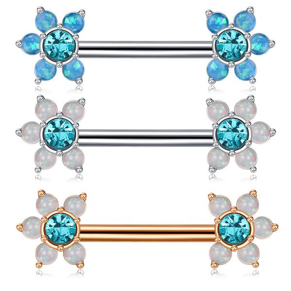 

nipple rings elegant cz stone barbell piercing 316l stainless steel 14g tongue bar ball body jewelry shining and cute, Silver