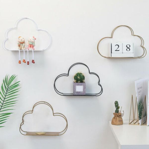 

hooks & rails mordern cloud design wall mounted floating shelf metal iron storage display rack organization holder for home office diy decor