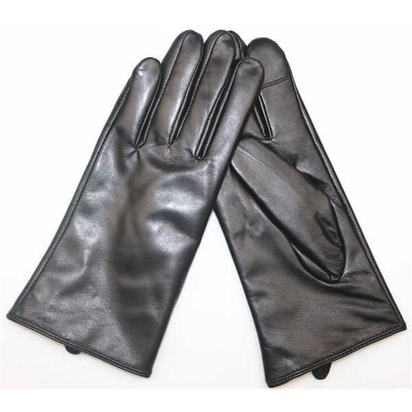 

men's and women's leather split finger gloves made of goat skin for outdoor warmth cashmere, Black