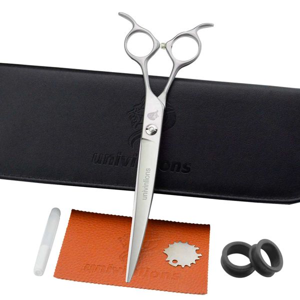 

univinlions 6.75/7.5 inch pet grooming scissors curved scissor for dog grooming dog cat hair cutting tools animal clippers
