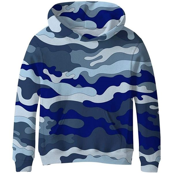 

sky color novelty hoodie for boys and girls 3d printing pullover hooded sweatshirt with pocket 100-160, Black