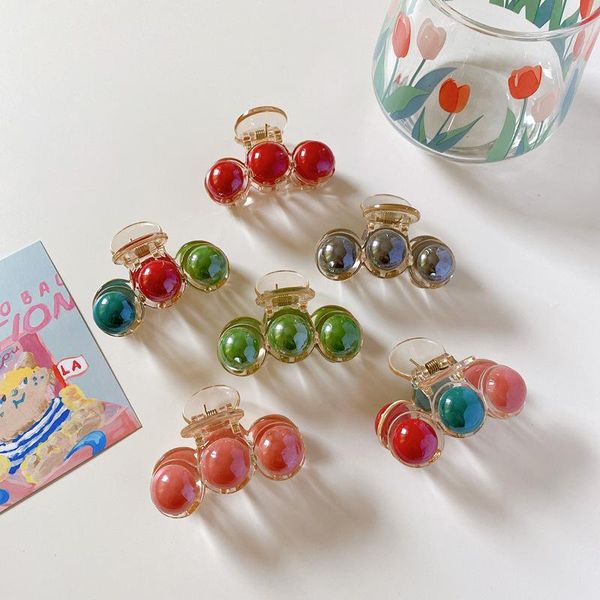 

korean candy color circle clamps resin transparent joint hair claws women scrunchies ponytail wash hairpins jewelry accessories wholesale, Slivery;golden