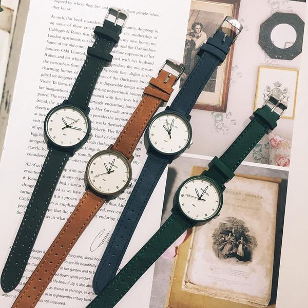 

wristwatches 2021 brand doukou casual fashion leather watch quartz, Slivery;brown