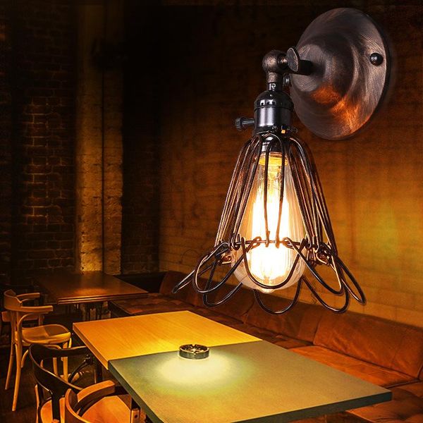 

wall lamps american industrial vintage creative retro iron lamp loft style simple cage bathroom aisle decoration light