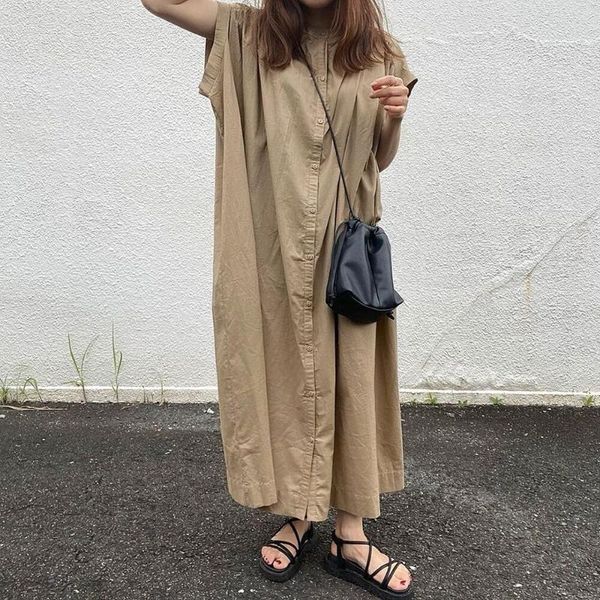 

casual dresses linen summer shirt dress evening female vintage party oversize short sleeve beach women robe vestido maxi prom pure, Black;gray