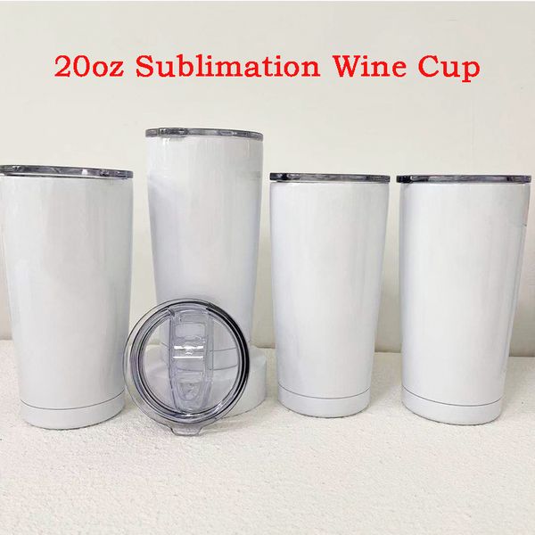 Tazas de café de sublimación de 20 oz con tapas selladas Tazas de vaso de coche de viaje Taza de vino de vacío de acero inoxidable para exteriores 0228