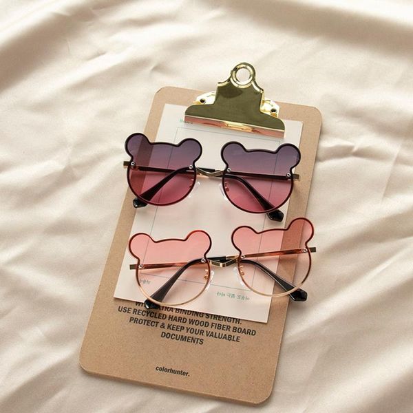 

kids uv400 sunglasses cute cartoon bear shaped frame outdoor beach eyeglasses for toddler boys girls caps & hats, Yellow