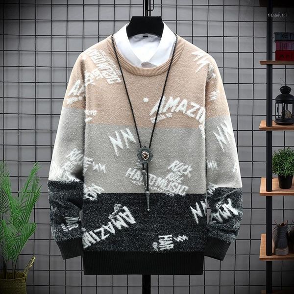 

men's sweaters 2021 winter arrivals thick warm o-neck wool sweater clothing knitted cashmere pullover men, White;black
