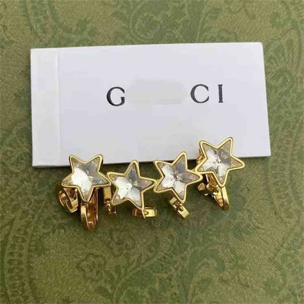 

87% off wholesale shop five pointed brass single earrings letters silver, Golden