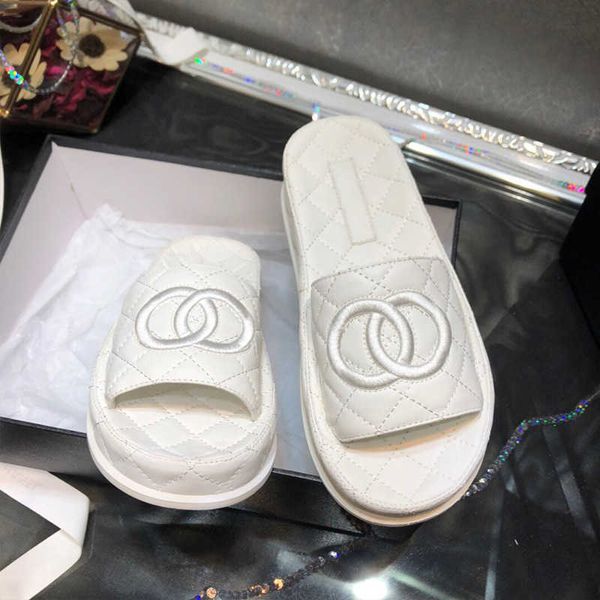 

high version c family small incense belt ill round head white shoes fashion thick soled flat women's slippers, Black