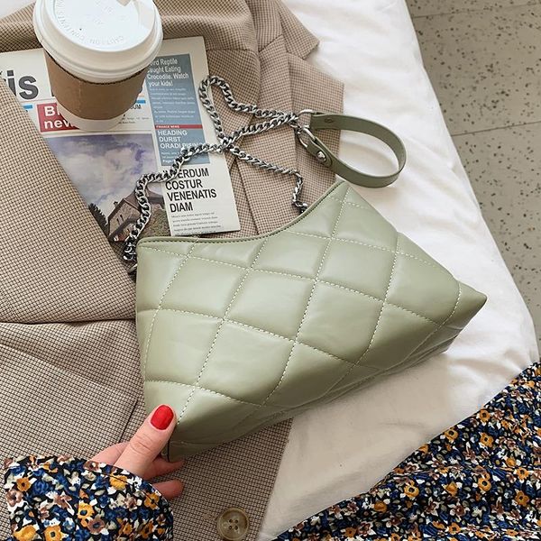 

plaid pu leather women's chain shoulder crossbody bag luxury design ladies small square messenger fashion female handbags bags