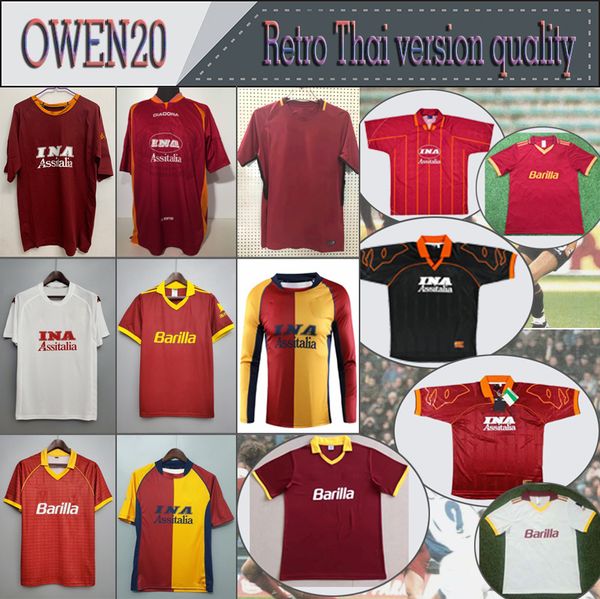 

1996 1997 1998 1999 2000 roma retro soccer jersey 1992 1994 totti nakata batistuta candela montella balbo 91 92 94 rome maglia da calcio, Black;yellow