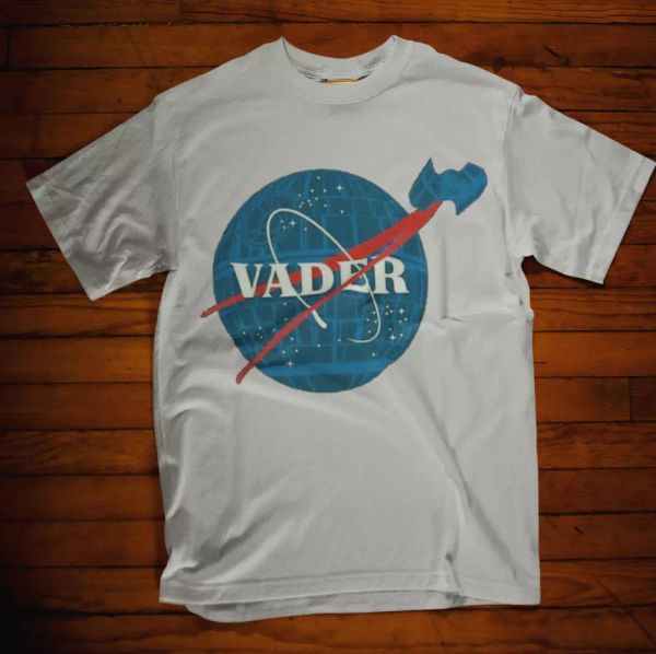 

vader t-shirt empire death star lord dark side nasa spoof movie retro cool xmas, White;black