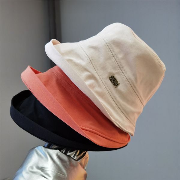 

leisure time bucket hat fashion fisherman with red net stingy brim hats womens solid color travel cap accessories summer designers caps whol, Blue;gray