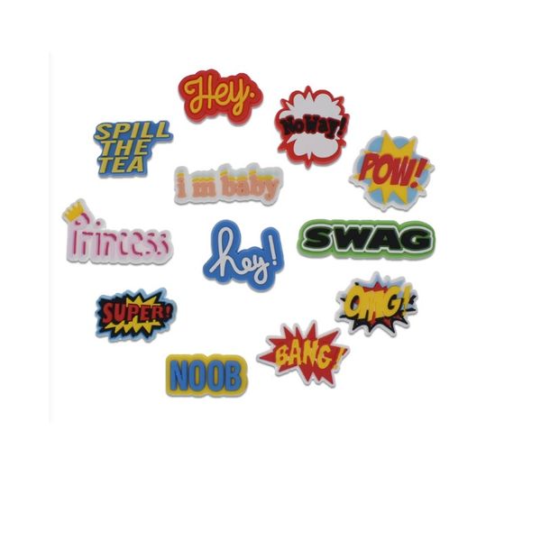 

letter cartoon pvc shoe charms buckles boys girls fit bracelets croc jibz shoes accessories wristband kids gift, White;pink