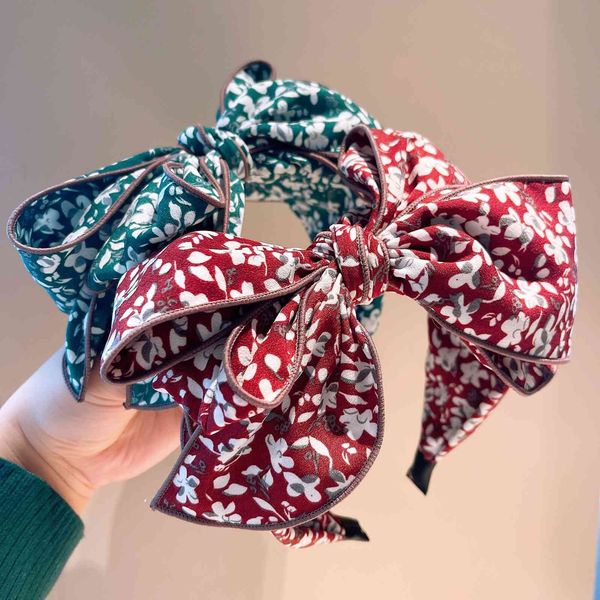 

barrettes hairpin korean version ~ dongdamen temperament net red ins broken flower three-dimensional bow multi-layer headband jewelry female, Golden;silver