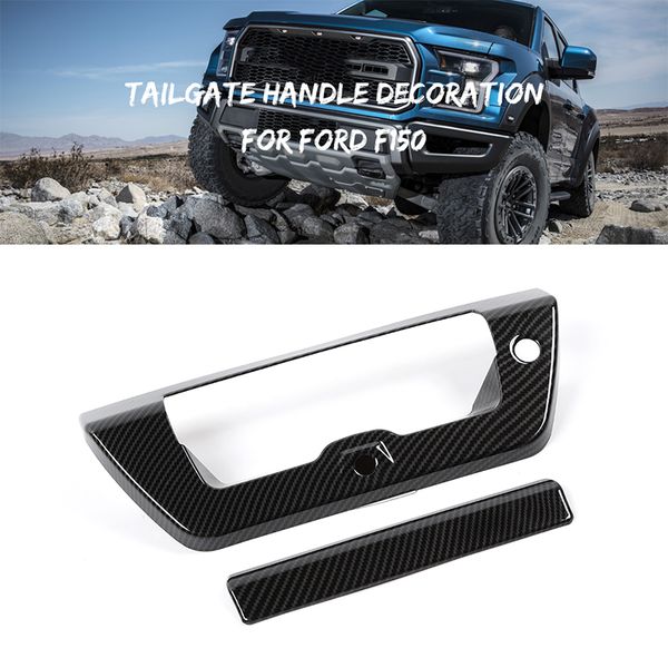 

abs tailgate handle decoration cover for ford f150 15+ carbon fiber 2pcs