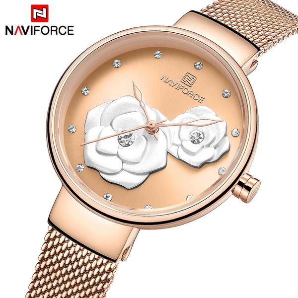 

wristwatches naviforce women watch beautiful design quartz lady watches simple waterproof wristwatch female, Slivery;brown
