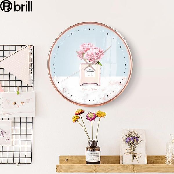 

girl luxury wall clock pink simple silent living room modern desgin glass nordic creative in 50 clocks