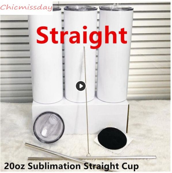 

20oz tapered and straight sublimation tumbler with metal straw lids stainless steel blank tall cylinder water bottle