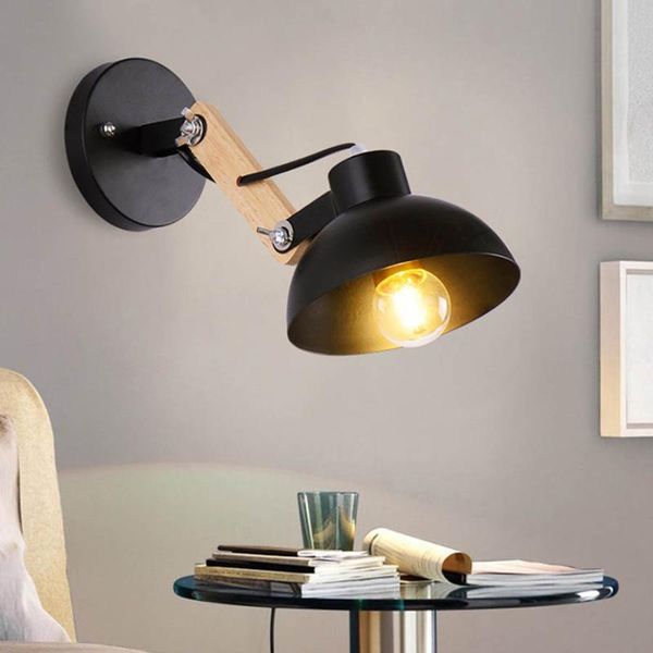 

thrisdar nordic iron led wall lamps living room bedside sconces light e27 restaurant coffee bar wooden