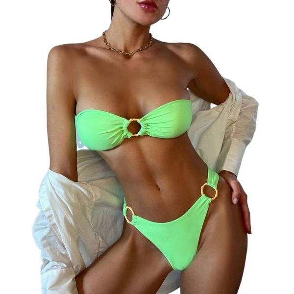 

women's swimwear tube push up 2 piece 2021 bikinis women bathing suit patchwork summer fashion swimsuit, White;black