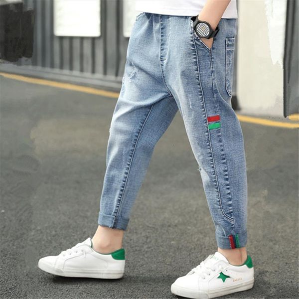 

ins boys jeans 4 13 years old cotton washed kids korean pocket letters pants for baby 7 colors options, Blue
