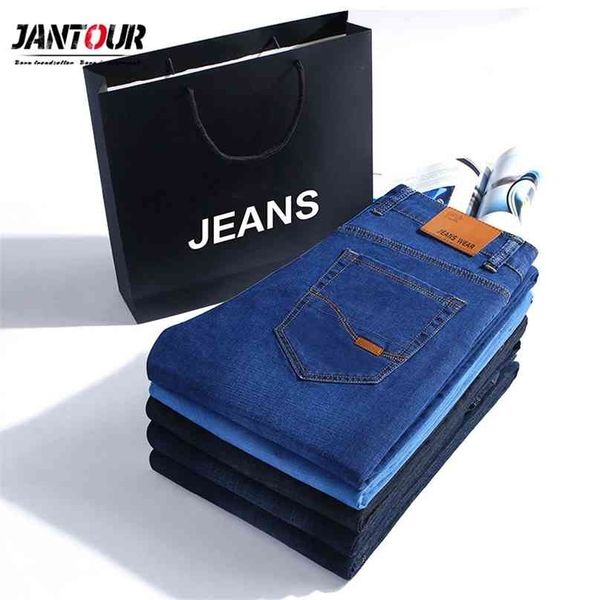 Jantour Marka İlkbahar Yaz Kot Erkekler Denim Erkek Slim Fit Tall Erkek Pamuk Pantolon Moda Mavi Jean Man Artı Büyük Boy 40 210716