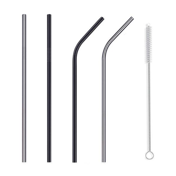 

drinking straws upors 6/8/12/16/32pcs reusable metal 215mm eco friendly stainless steel with straw brush bar accessories