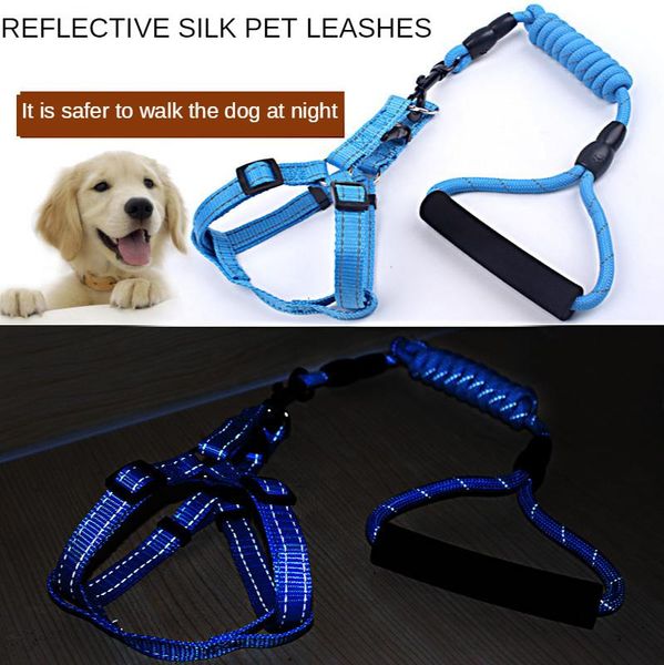 

reflective silk nylon dog chain pet goods rope chest strap leashes collars &