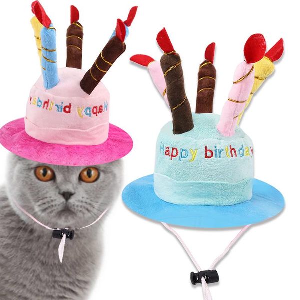 

dog apparel cute happy birthday pet hat with colorful candle designer dressing up cosplay costume headwear accessories 30e