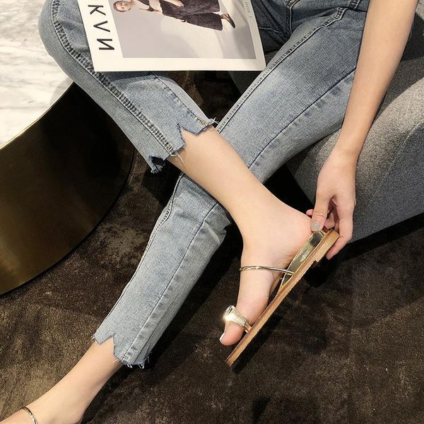 

sandals 2021 summer slippers women wear slope heel, Black