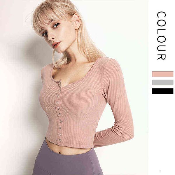 

women's jackets autumn and winter thread sports women's long sleeve slim breathable quick drying round neck yoga running fitns sui, White