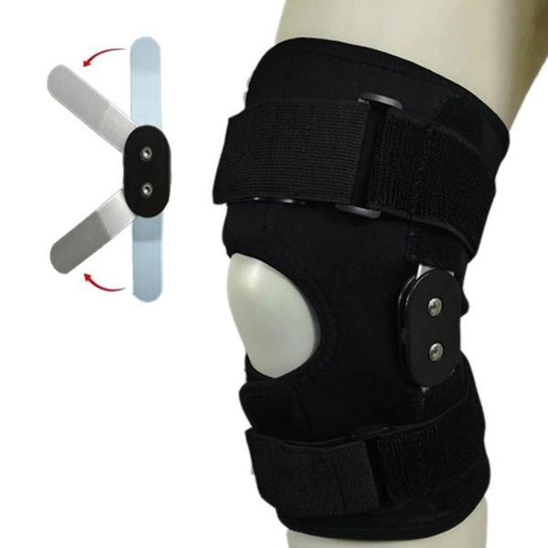 

soft double hinged ergonomic professional running outdoor sports joint brace protector aluminum alloy adjustable knee pad elbow & pads, Black;gray